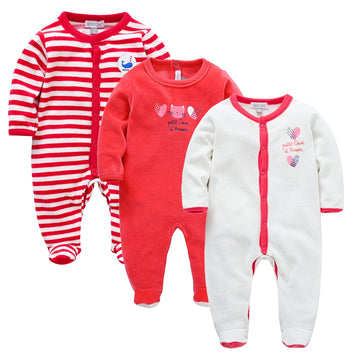 Kavkas Winter Jumpsuit Velour Kids Red Stripe Christmas Clothing Embroidered Jumpsuit Children's Romper Velet Warm Overalls Soft