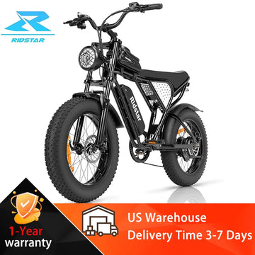 Ridstar Q20 Lite Electric Bike for Adult 1200W 48V 15Ah 20" Fat Tire Mountain Urban Off-Road Dirt E-Bike CE Certified