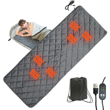 Camping Heated Sleeping Bag Pad Heated USB Sleeping Bag Liner Heated Blanket Mat Camping Warm Tent Heater Outdoor 6 Heating Zone