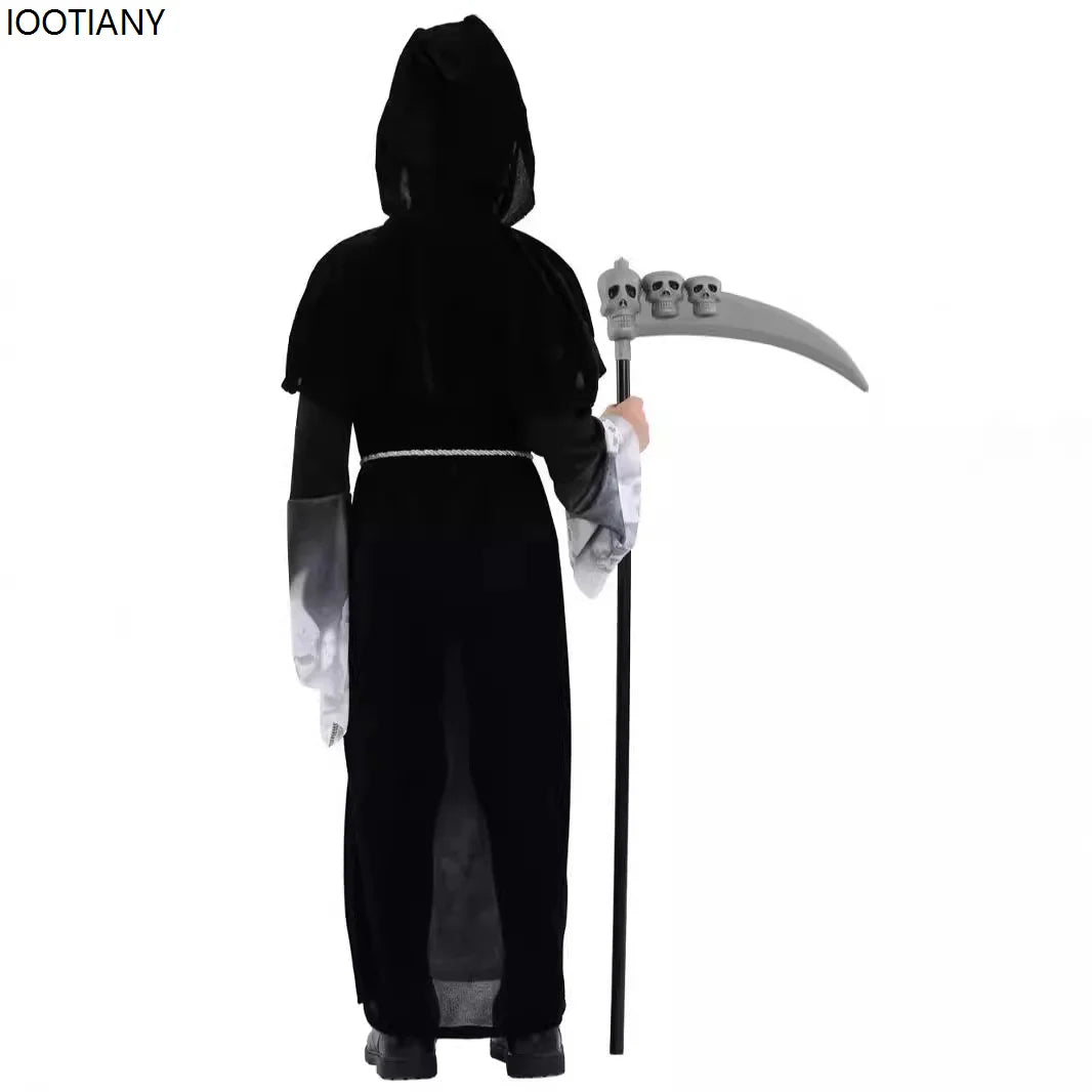 Halloween Boy Horror Death Cosplay Costume Terror Magical Vampire Skeleton Showing Outfit Carnival Party Stage Performance Dress