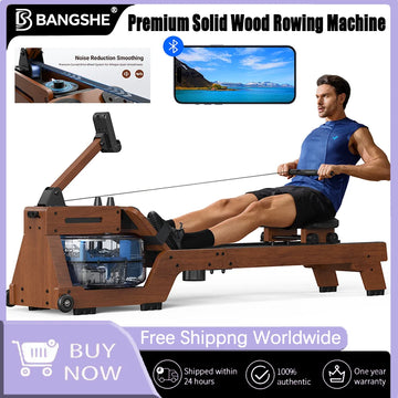 New Upgraded Seat Cushion Elite Water Rowing Machine for Home Use Finest Solid Wood Rower Bluetooth-Connected APP Max 330lb