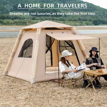 Large Air Tent 5-8 Person Portable Family Camping Park Shelter with Inflatable Frame for Hiking Trips