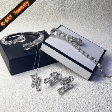 2025 New Exquisite Jewelry Set Earring Bracelet White Crystal Charm Pearl Necklace Original Women Party Jewelry Accessories Gift