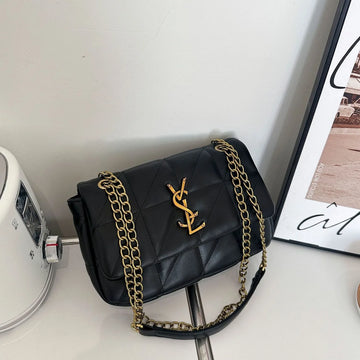 Luxurious designer high-end fashion diamond-patterned chain shoulder bag, crossbody bag, versatile for daily use, small square b