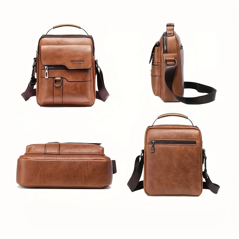 Durable Retro Vegan Leather Timeless Handbag - Comfy, Conveniently Portable, Stylish Crossbody Satchel For Business & Leisure