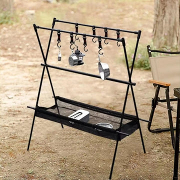 Camping Rack Mesh Bag Camping Stand Rack Hanging Organizer for Picnic Hiking