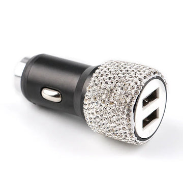Bling USB Car Charger 5V 2.1A Dual Port Fast Adapter Pink Car Decor Car Styling Diamond Car Accessories Interior for Woman
