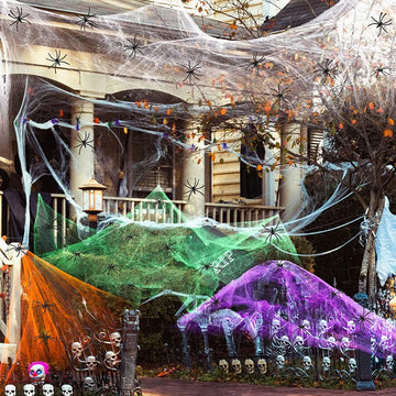 Halloween Scary Party Scene Props White Stretchy Cobweb Spider Web Horror Halloween Decoration For Bar Haunted House