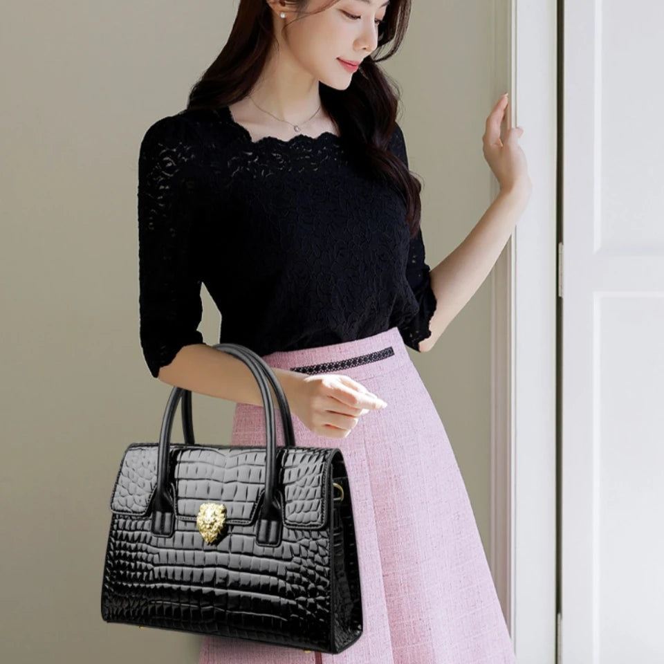 Brand Luxury Handbags Women Bags Designer Commuting Sac Alligator Patent Leather Shoulder Crossbody Hand Bags for Women Mother