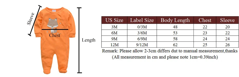 2025 3 Pcs/lot Long Sleeve Newborn Cotton Rompers Cartoon Print 0-12 Months Body bebe Clothing