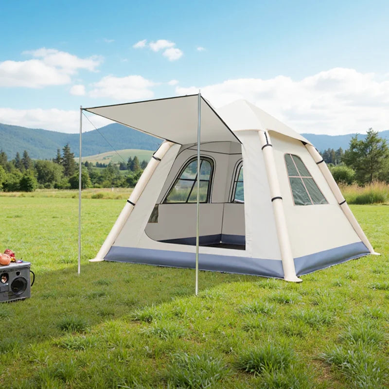 Inflatable Tent for 4-6 People, Large Area, Waterproof, Family Hiking Traveling, Automatic Opening Camping Tent