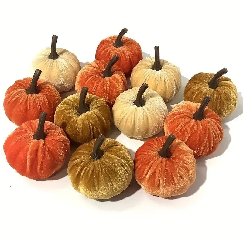 10pcs Halloween Pumpkin Set 5CM Artificial Pumpkin Decorations Halloween Party Velvet Pumpkin Desktop Ornament Halloween Decor