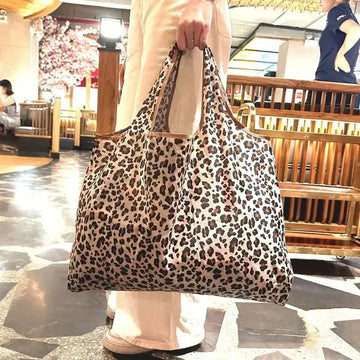 Fashion Pocket Foldable Eco Bags Large Capacity Reusable Grocery Shopping Bag Ladies Tote 50lb Washable Travel Bag