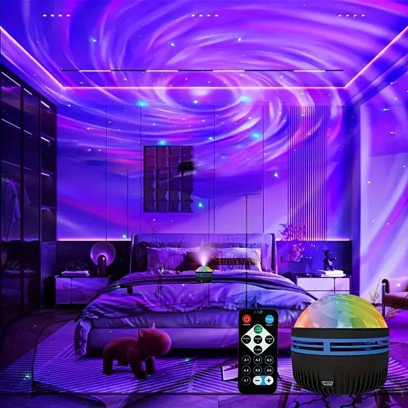 LED Galaxy Projector Night Light USB Rotating Magic Star Moon Lamp Remote Control Colorful Sky Light for Bedroom Kids Room Decor