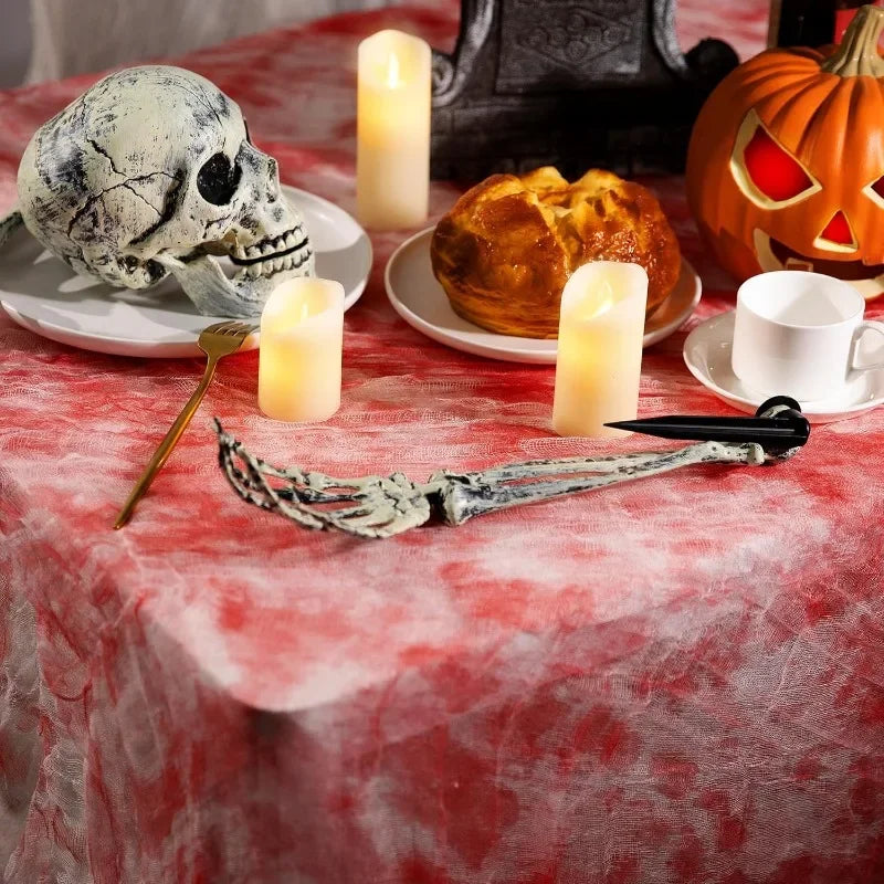 3 PCS Halloween Bloody Gauze Table Cover Rectangle Tablecloth Scary Halloween Table Cover for Halloween Decoration Spooky Party