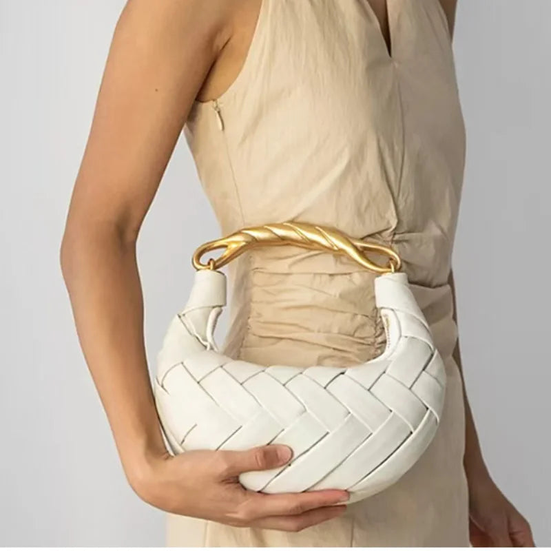 Woven Bird's Nest Bag Brand Creative Design Dumpling Shape Comfortable Fabric Exquisite Commuter Handbag Shoulder Messenger Bag