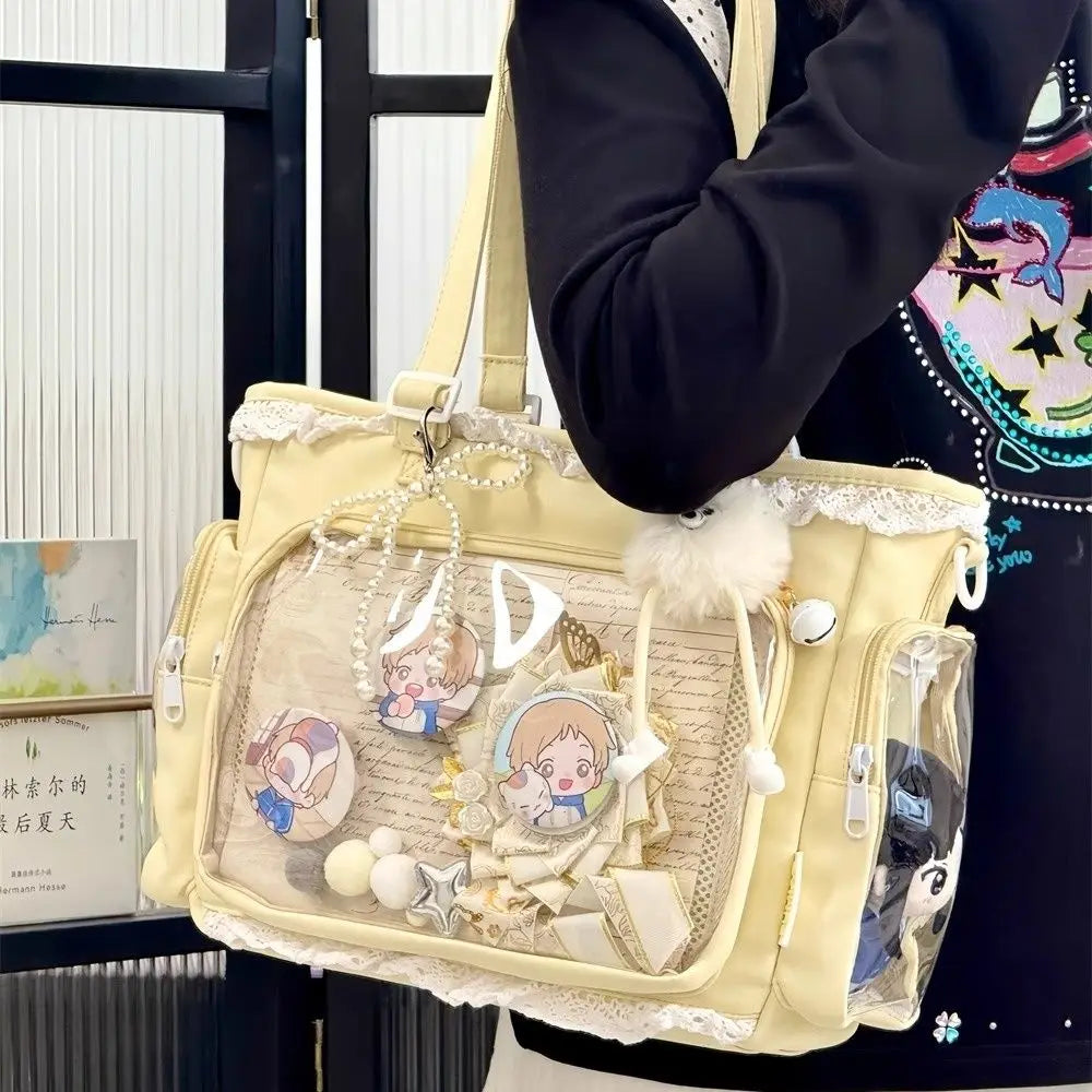 Japanese Ins Girl Soft Girl Shoulder Bag Y2K JK Uniforms Transparent Ulzzang Ita Bag Student Commuting Tote Bag