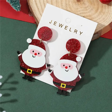 Bling Bling Chunky Christmas Santa Claus Design Dangle Earrings Cute Style Adorable Christmas Ear Ornaments