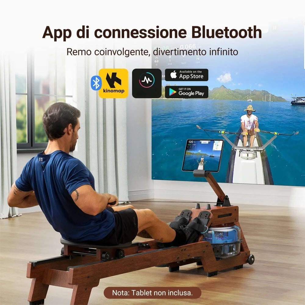 New Upgraded Seat Cushion Elite Water Rowing Machine for Home Use Finest Solid Wood Rower Bluetooth-Connected APP Max 330lb