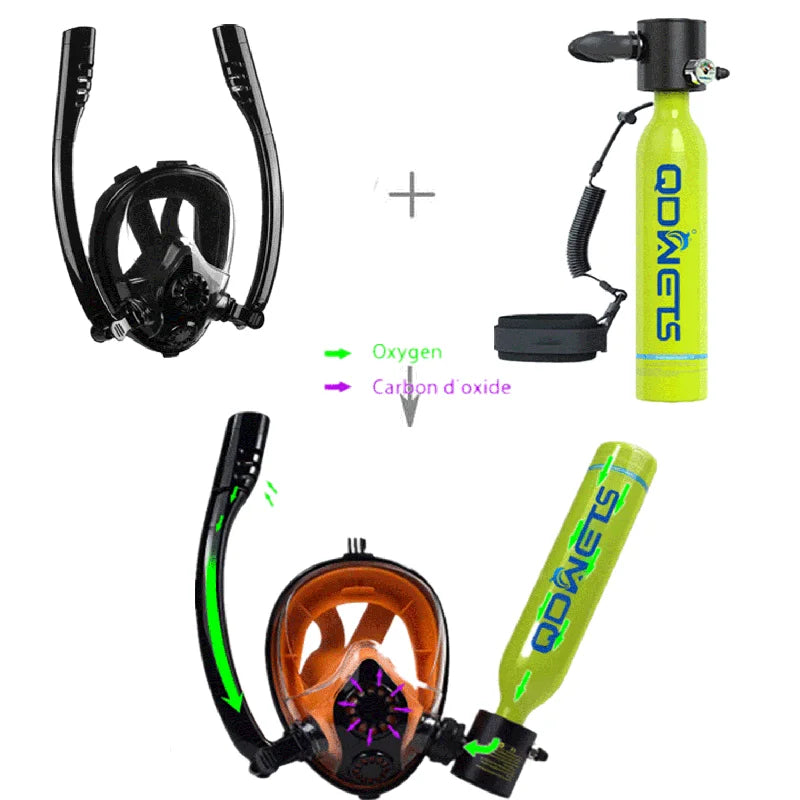 0.5L Mini Scuba Diving Tank 5-10 Minutes Lung Tank with diving mask Snorkel Air Snorkeling Equipment Outdoor Oxygen