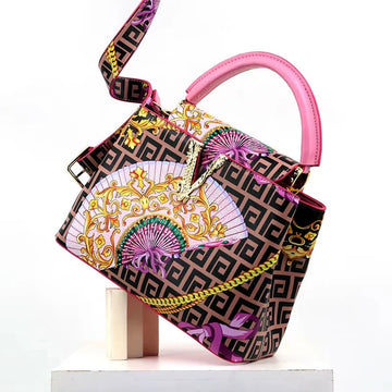 Women Bags Leather Purse Handbags Girl Shoulder Bags Crossbody Messenger Bag Female Totes V Style Art Classic Printed 2025