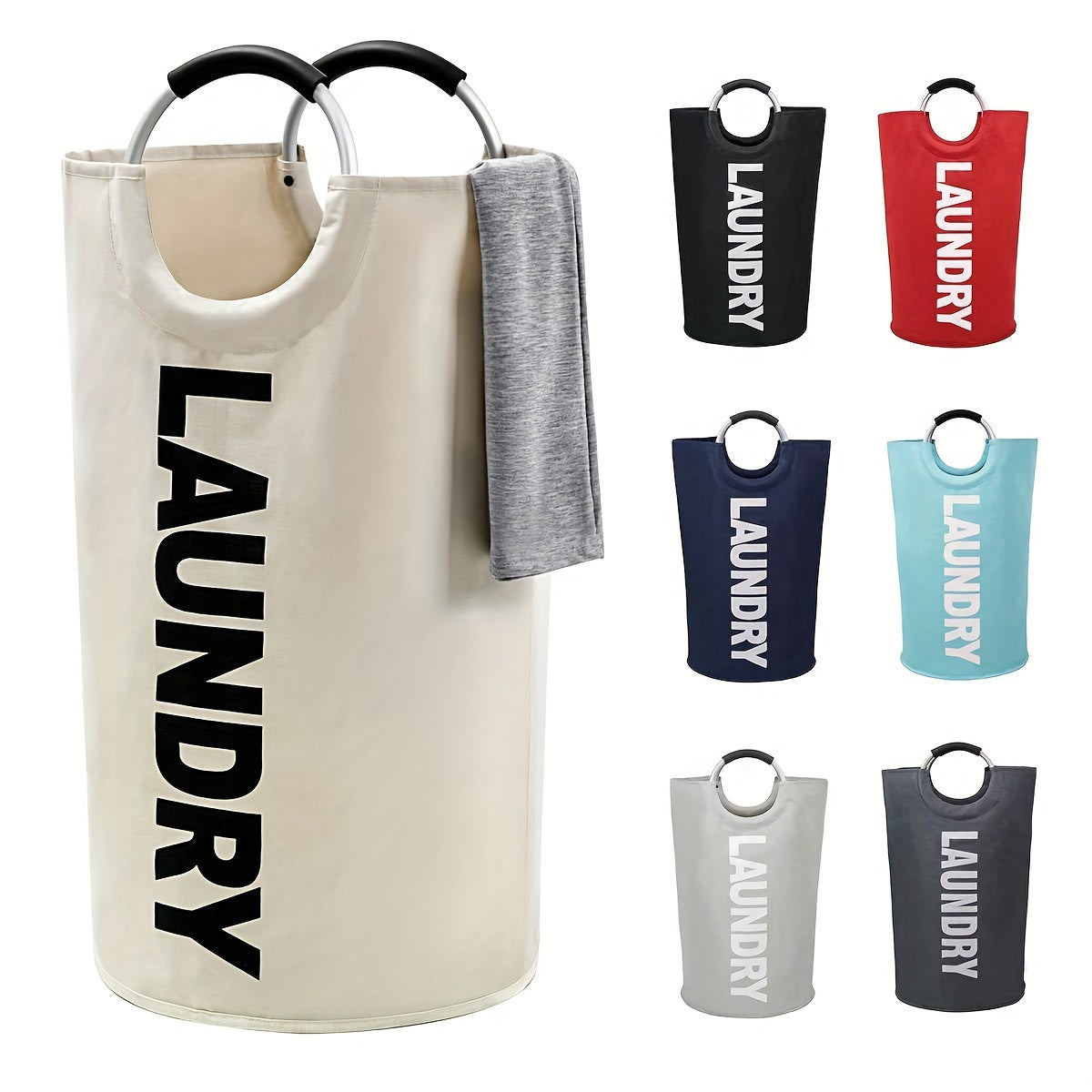 [X-Large Collapsible Laundry Basket] Collapsible X-Large Laundry Basket, Freestanding Tall Clothes Hamper | Laundry Hamper, Laundry Bag with Padded Handles, Easy Storage, Laundry Baskets