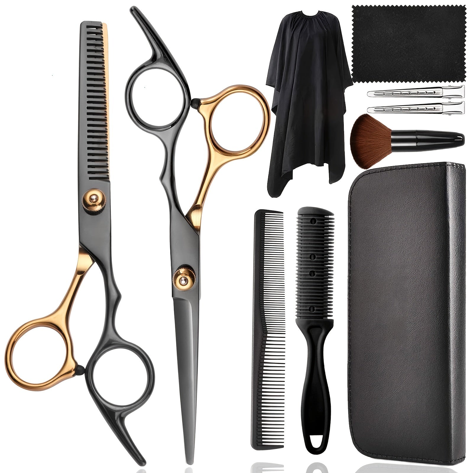 10pcs/Set Hair Cutting Scissors Kit, Stainless Steel Hairdressing Shears Set, Professional Hair Cutting Thinning Scissors For Barber Home Use