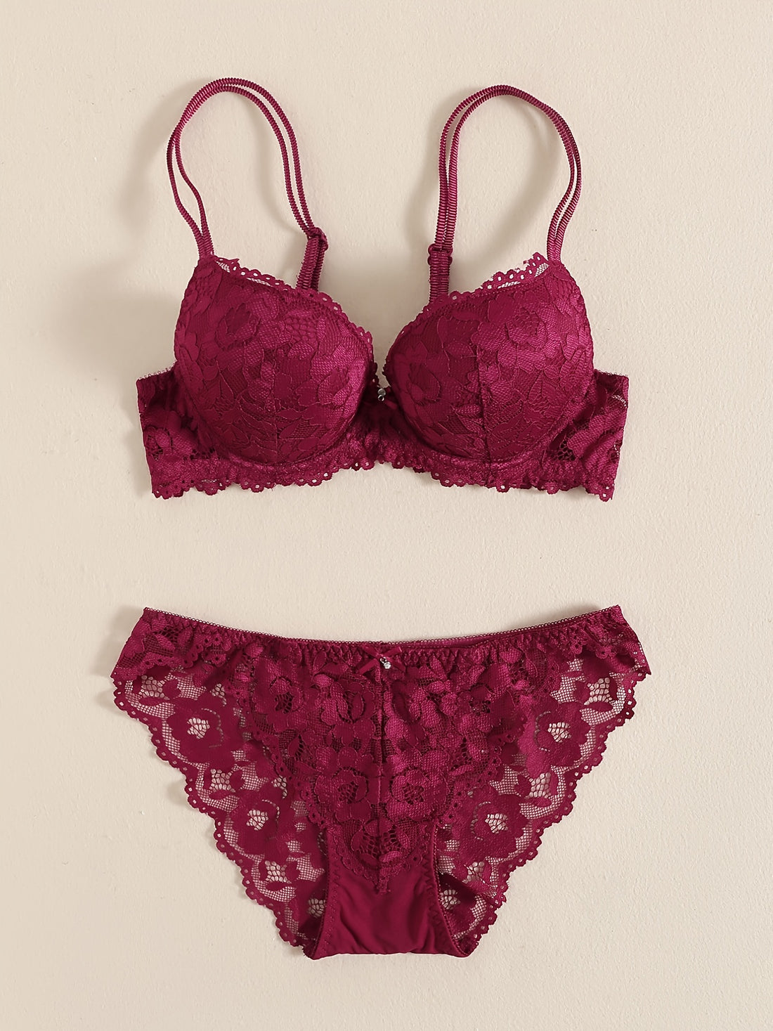 Romantic Lace Embroidery Lingerie Set - Soft & Breathable Push-Up Bra with Sheer Panty - Perfect Seductive Valentines Gift for Her - Womens Comfortable Intimate Wear