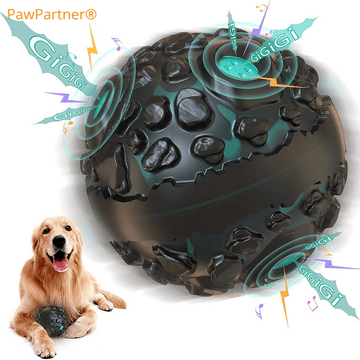 Interactive Dog Toy for Molar Cleaning and Play - Meteorite Shape with Sound for Bully Breeds, Retrievers, Collies, and Poodles