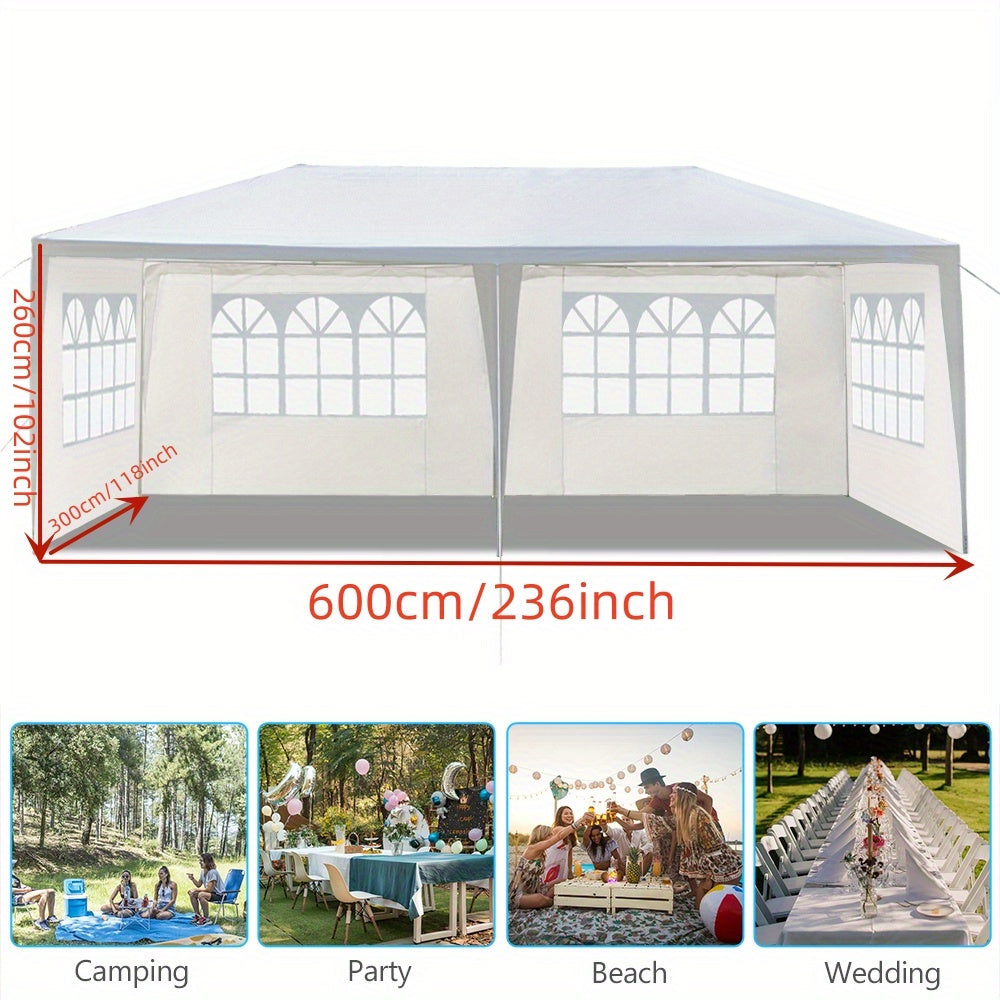 10'X20' Outdoor Party Tent with 4 Removable Sidewalls, Waterproof Canopy Patio Wedding Gazebo, White