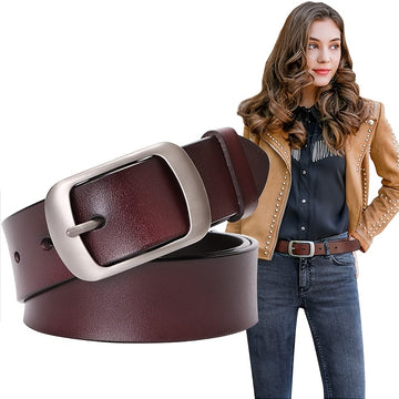 [Limited Deal] Women genuine Leather Belts For Jeans Pants Fashion Dress Belt For Women With Metal Pin Buckle Couple Valentines Gifts For Girlfriends