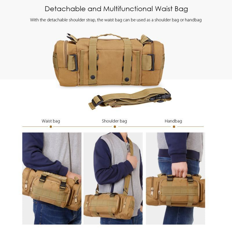 [Tactical Multi Tool Waist Pack] Tactical Multi-Tool Waist Pack - Black, Zippered, Durable Polyamide Fabric, Ideal for Cycling, Hiking, and Outdoor Activities, Outdoor Gear | Zippered Waist Pack | Adjustable Strap, Utility Wa