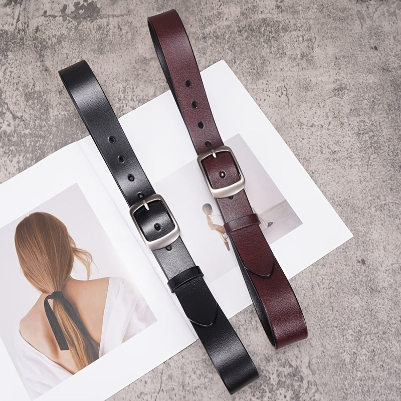 [Limited Deal] Women genuine Leather Belts For Jeans Pants Fashion Dress Belt For Women With Metal Pin Buckle Couple Valentines Gifts For Girlfriends