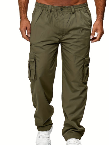 Mens Lightweight Cargo Jogger Pants - Fashionable & Flexible with Secure Flap Pockets - Comfortable Loose Fit for All-Season Casual Wear