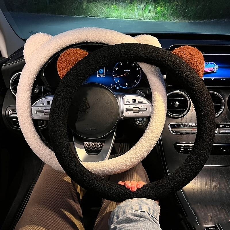 Teddy Bear Steering Wheel Cover - Soft, Cuddly, and Warm Winter Accessory for Cars, Perfect for Cold Weather, Adorable Design, Easy to Install, and Universal Fit