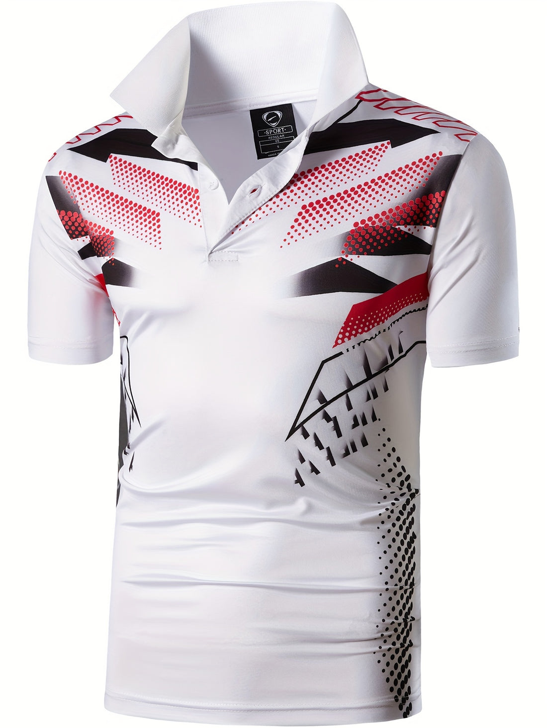 Jeansian Men's Shirt - Lightweight Quick-Dry Athletic Tee, Black/Red Accent Golf & Tennis Shirt for Men, Formal Casual sporting events - US Sizing (S-2XL+), Active Lifestyle Wear, Dynamic Pattern Tee, Durable Performance Mate