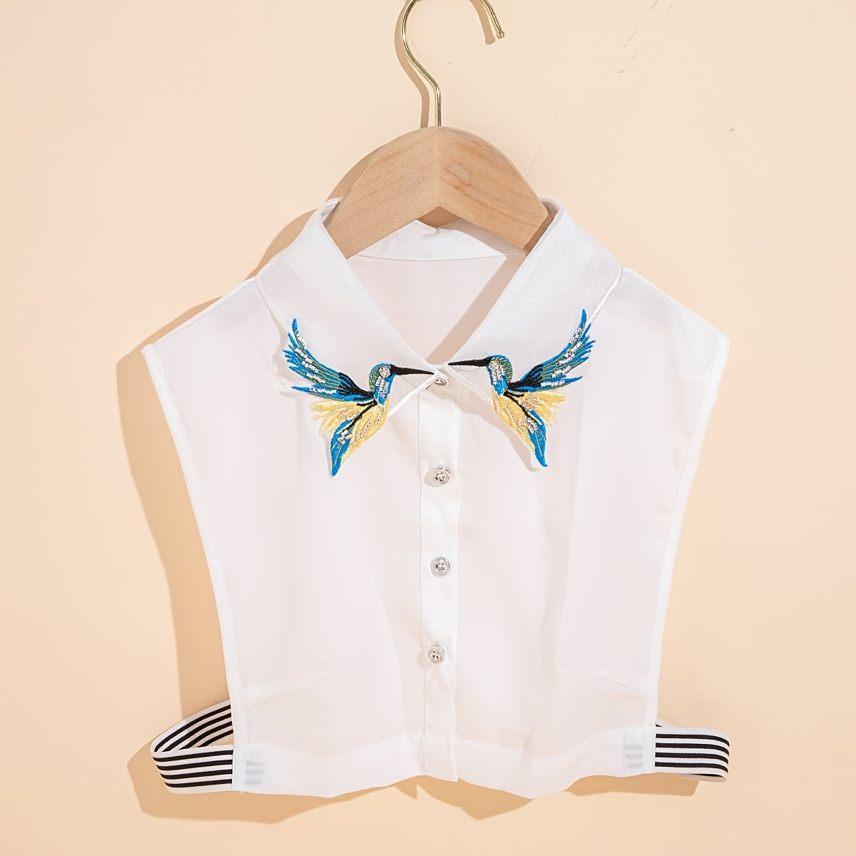 Elegant Crane Wing Detachable Collar - Fashionable Polyester Half-Shirt Style, Hand Wash/Dry Clean