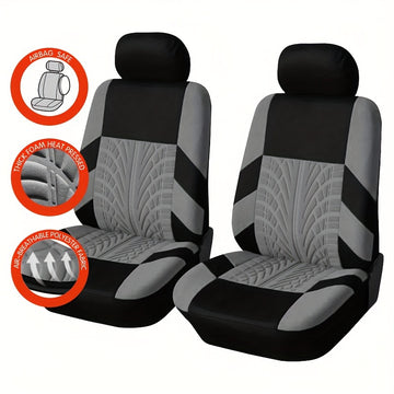 Car Seat Covers, Polyester Front Pairs Gray Black Tan Blue Red Car Seat Cushion Universal Car Seat Protector Decoration Auto Accessories Thick Foam