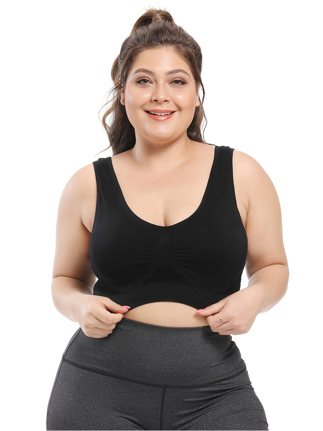 [Gentle Care, Sports Bra] Breathable Plus Size Seamless Sports Bra for Women - Purple, Push-Up with Removable Pads, Comfort Fit Vest Style, Sizes 36XL to 40XL