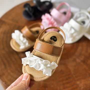 Adorable Newborn Baby Girls Ruffle Sandals - Ultra-Soft Soles & Secure Anti-Slip Grip - Ideal First Walker Shoes for Prewalkers - Stylish Summer Footwear for Little Princesses