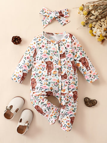 Infant And Young Children'S Casual One-Piece Crawling Clothes for Baby Girls with Covered Feet. There Are Many Patterns And 10 Colors to Choose From, for Outdoor