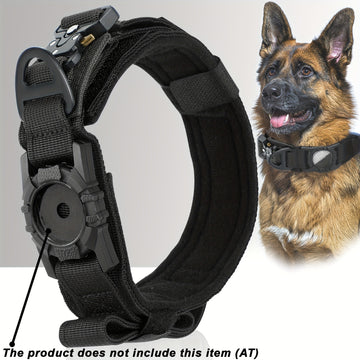 Medium To Large Dogs Soft Nylon Dog Collar For AirTag, Tactical, Heavy Duty, Compatible With AirTag Retainer