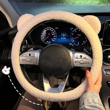 Teddy Bear Steering Wheel Cover - Soft, Cuddly, and Warm Winter Accessory for Cars, Perfect for Cold Weather, Adorable Design, Easy to Install, and Universal Fit