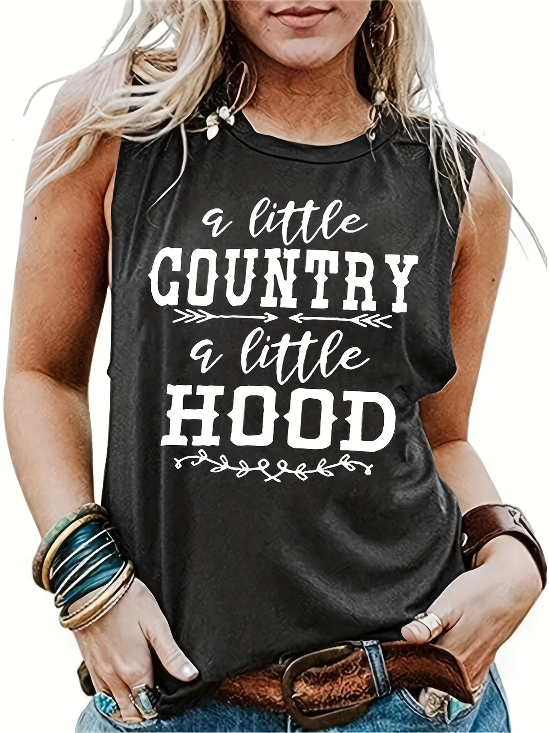Trendy Letter Print Country Music Festival Tank Top - Fashionable Crew Neck, Loose & Comfortable Fit - Ideal Spring & Summer Casual Wear for Women