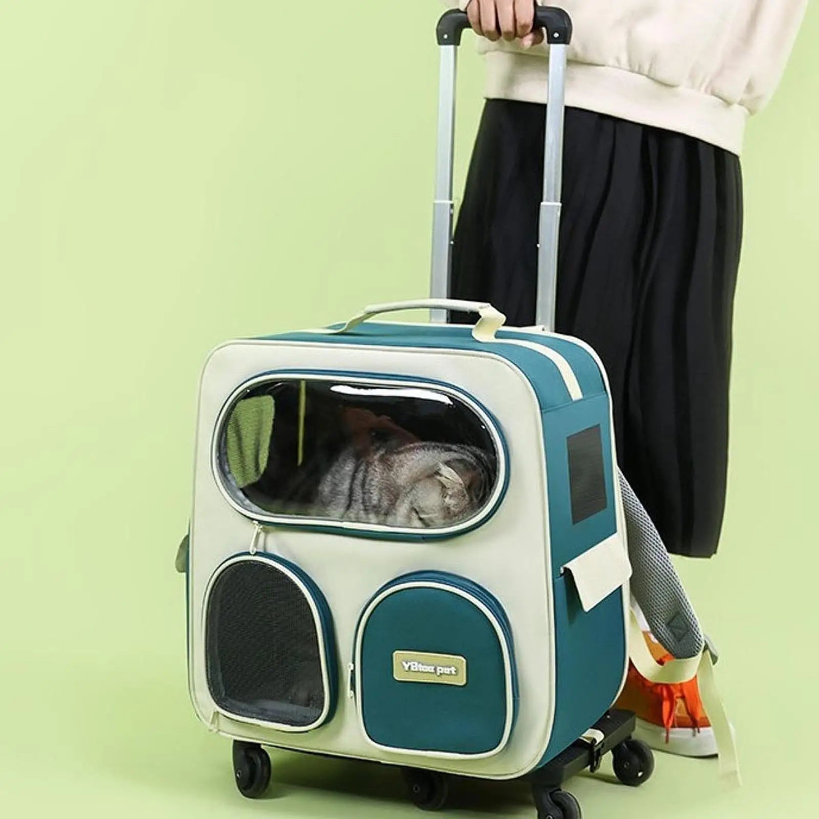 Cat Carrier Backpack with Wheels Portable Pet Trolley Cases Suitcases Large Capacity Dog Cat Outdoor Bag Pet Stroller Cat Travel