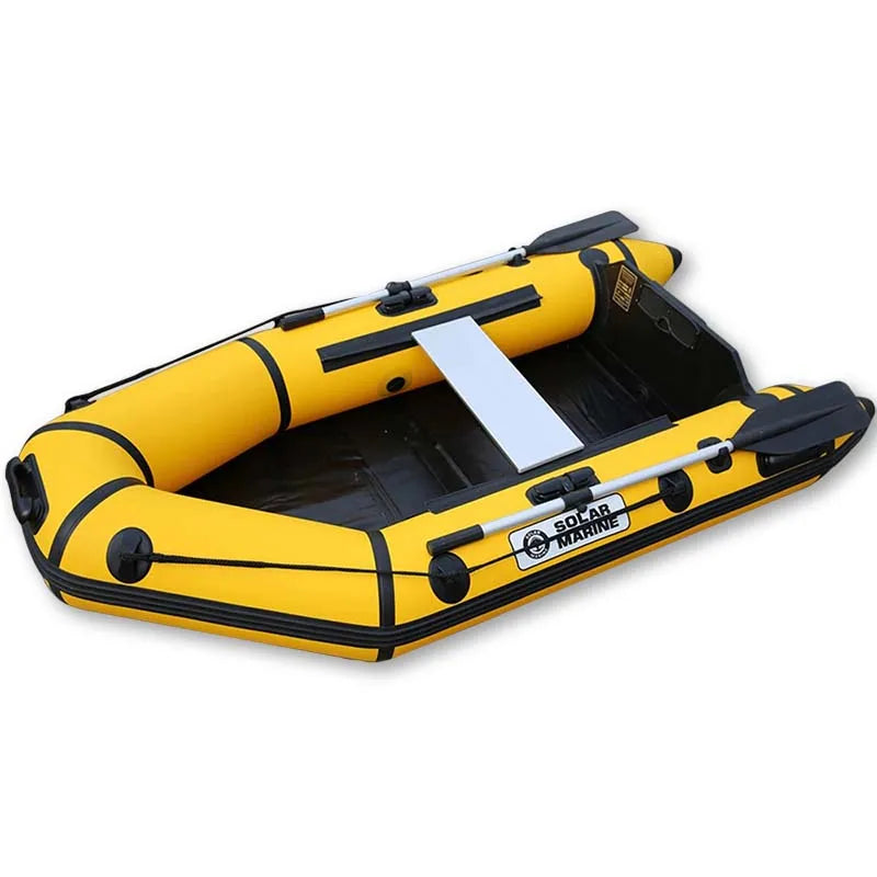 SolarMarine 2 Person 230cm 2.3m 7.5ft Slat Wood Floor 0.9mm Thickened PVC Inflatable Speed Assault Boat With Oar Accessories