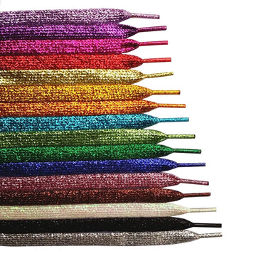 115 CM Long Sparkle Metallic Color Shoelaces Bling Bling Shoe Laces Glitter Flat Shoe Strings