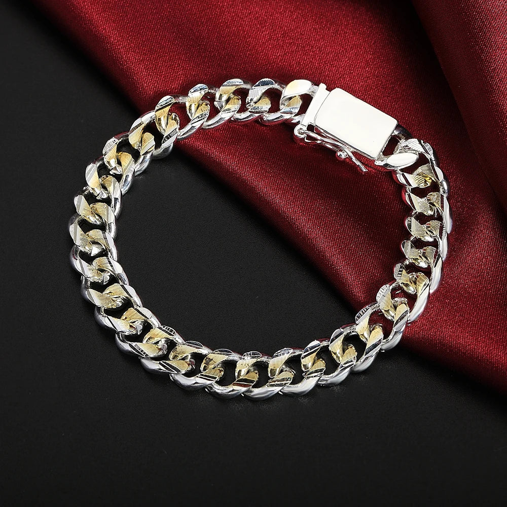 Luxury Jewelry 925 Silver Cuba Side Chain Korean Bracelets For Women Charms Vintage Accessories Jewellery Argent 925