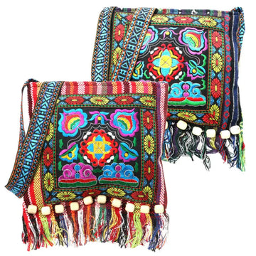Retro Embroidery Boho Tote Messenger Bag Women Ethnic Tassel Fringed Shoulder Bag For Women Casual Hippie Handbags