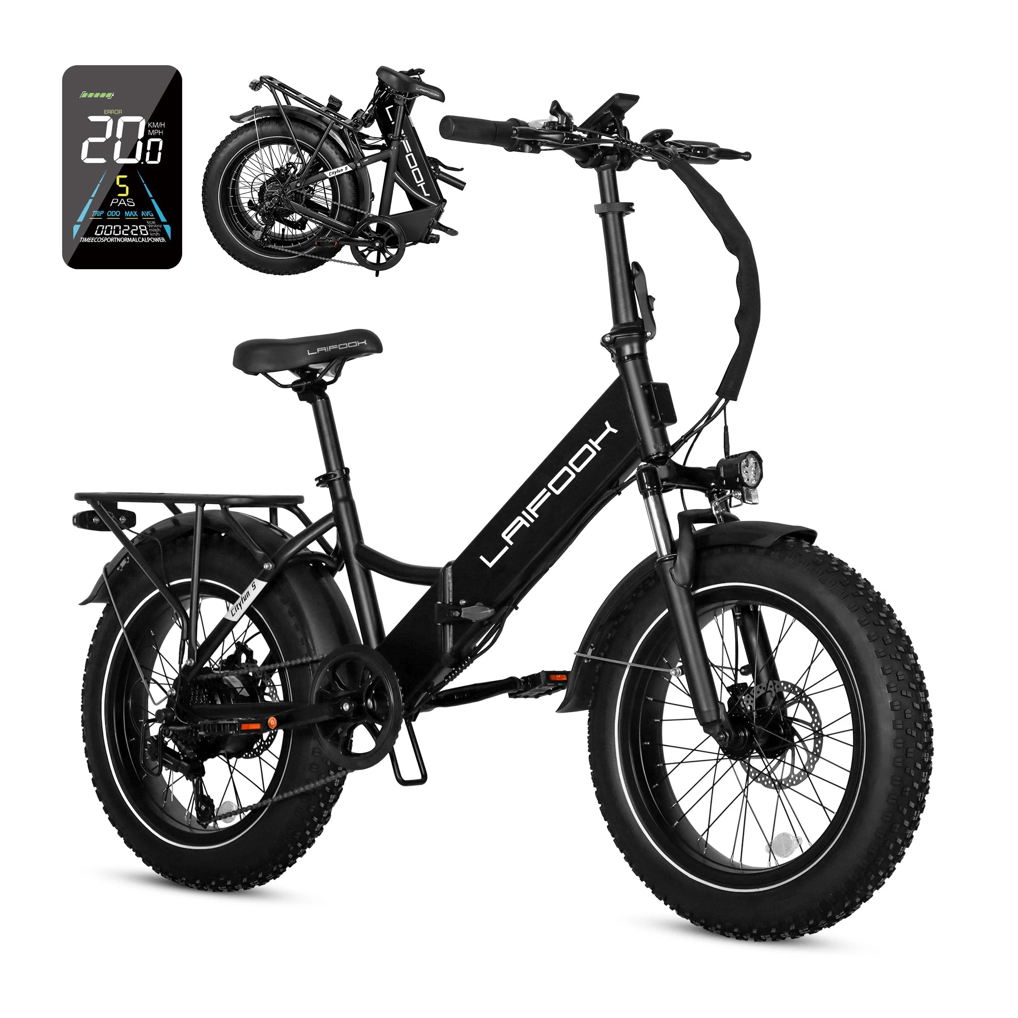 7 Speed Foldable Fat Tire 20 INCH Adult Bicycle Electric Mountain Bike